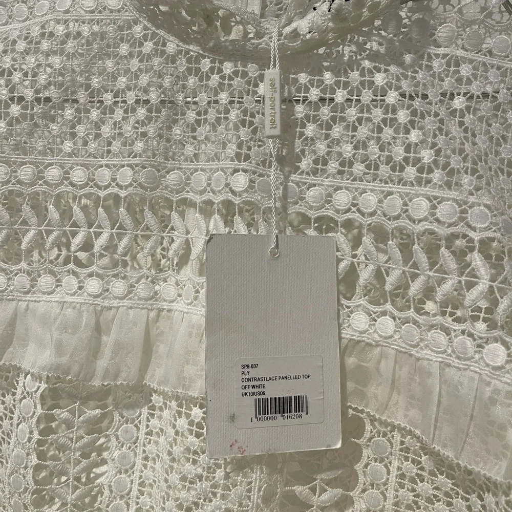Self Portrait Crochet Lace Panel Long Sleeve Blouse - Picture 6 of 7